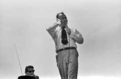 Charles Kuralt on the Media Tower, DC Vietnam War Moratorium, 1970